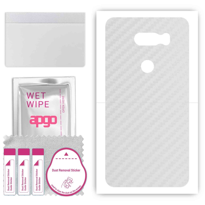 Folie de vinil pentru spate compatibil cu LG V30, rezistent la zgarieturi, Carbon transparent