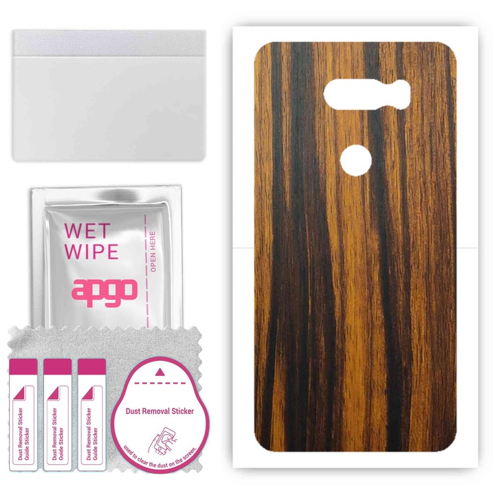 Folie de vinil pentru spate compatibil cu LG V30, rezistent la zgarieturi, Tigerwood