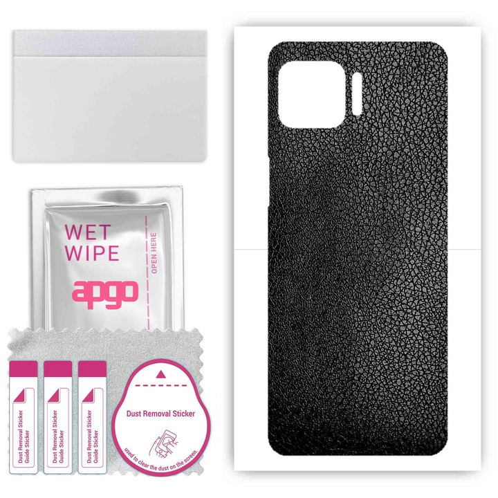 Задно винилово фолио, съвместимо с Motorola Moto G 5G Plus, устойчиво на надраскване, черна кожа