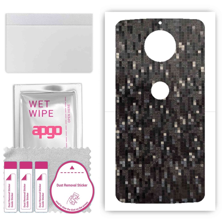 Въглеродно черен пиксел, съвместим с Motorola Moto G5S Plus, устойчив на надраскване заден винилов филм