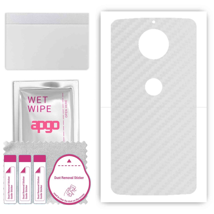 Задно винилово фолио, съвместимо с Motorola Moto G5S Plus, устойчиво на надраскване, прозрачен карбон