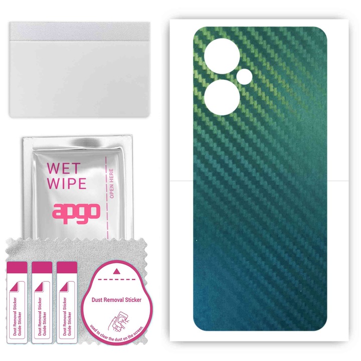 Folie de vinil pentru spate compatibil cu OnePlus Nord CE 3 Lite, rezistent la zgarieturi, Carbon Chameleon CAKA1