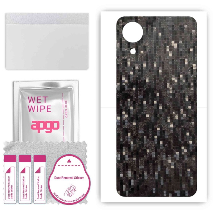 Oppo A17k Устойчив на надраскване Pixel Carbon Black Back Vinyl Film