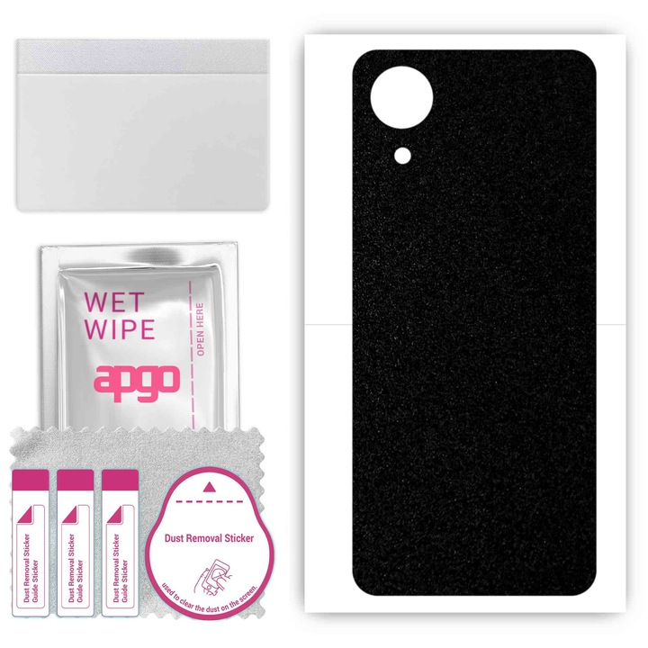 Задно винилово фолио, съвместимо с Oppo A17k, устойчиво на надраскване, матово черно