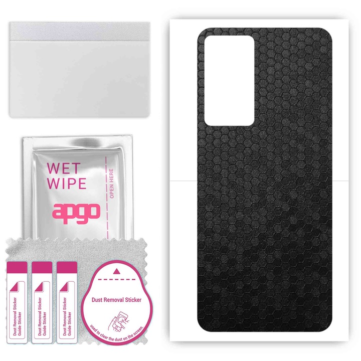 Folie de vinil pentru spate compatibil cu Oppo Reno7 Lite 5G, rezistent la zgarieturi, Fagure de miere negru