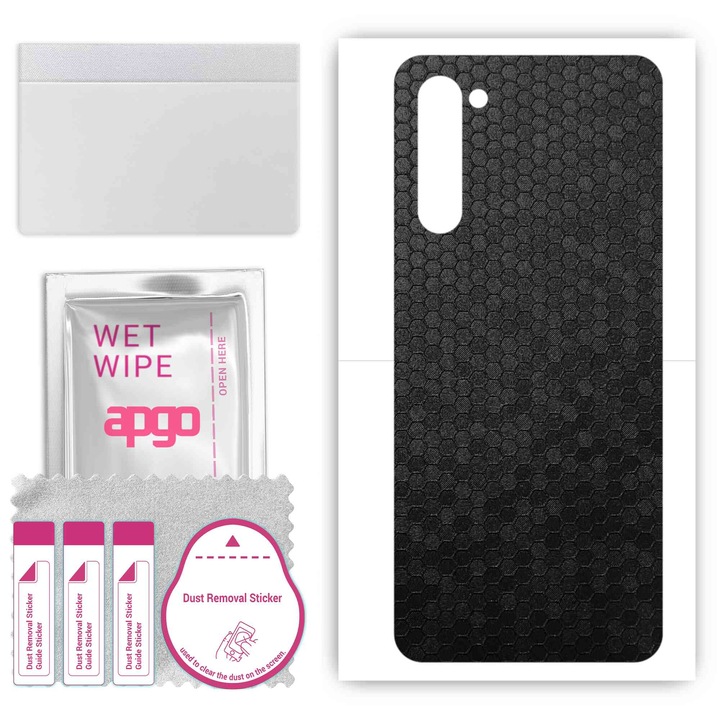 Folie de vinil pentru spate compatibil cu Oppo Find X2 Lite, rezistent la zgarieturi, Fagure de miere negru