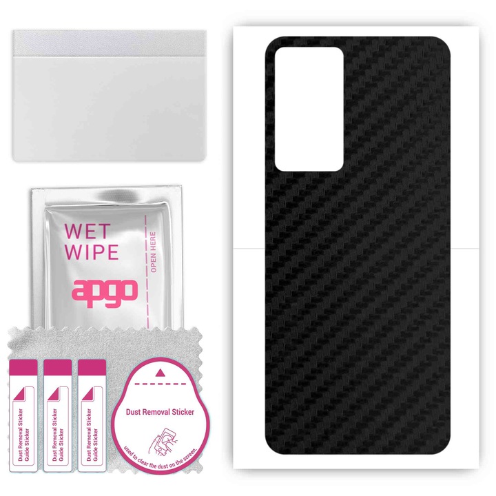 Folie de vinil pentru spate compatibil cu Oppo Reno8 Lite 5G, rezistent la zgarieturi, Negru de carbon