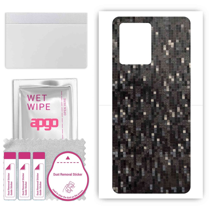 Folie de vinil pentru spate compatibil cu Realme 9 5G, rezistent la zgarieturi, Pixel negru de carbon