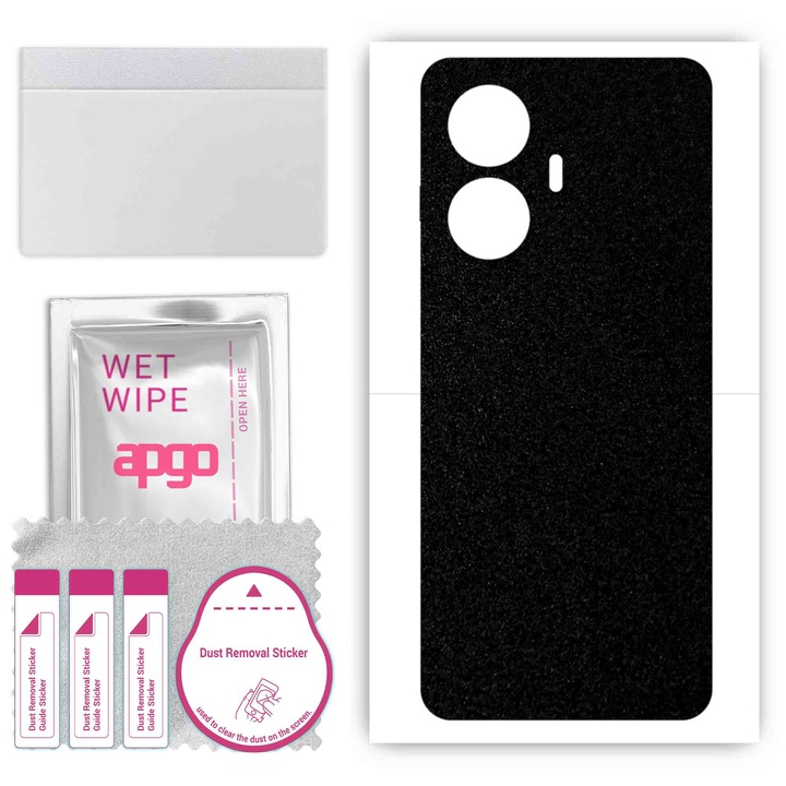 Задно винилово фолио, съвместимо с Realme Narzo N55, устойчиво на надраскване, матово черно