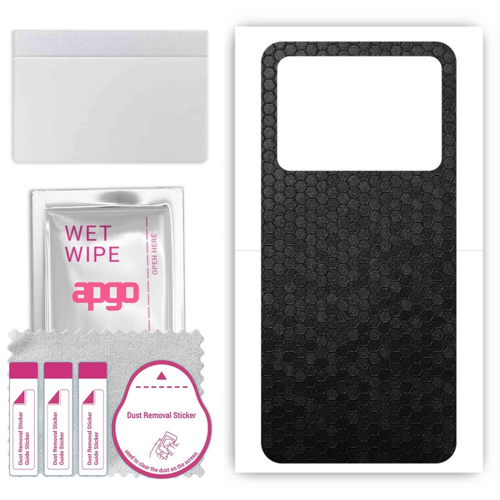 Задно винилово фолио, съвместимо с Umidigi G5 Mecha, устойчиво на надраскване Honeycomb Black