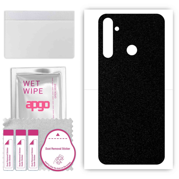 Задно винилово фолио, съвместимо с Realme Narzo 10, устойчиво на надраскване, матово черно