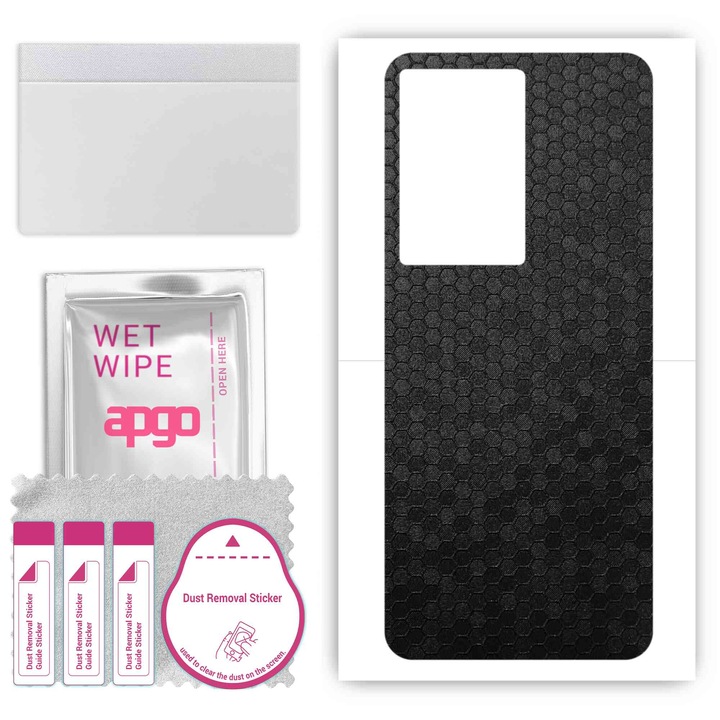 Винилов заден капак, съвместим с Vivo S17 Pro, устойчив на надраскване Honeycomb черен