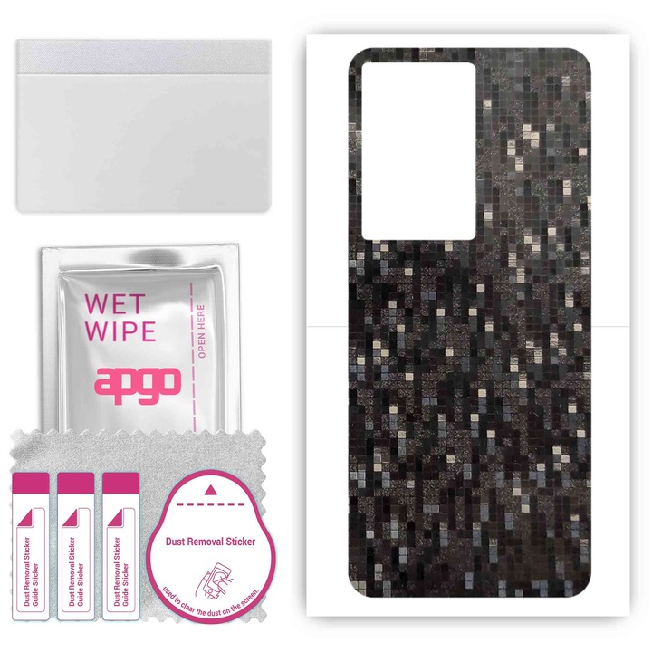 Въглеродно черен пиксел, съвместим с Vivo S17 Pro, устойчив на надраскване заден винилов филм