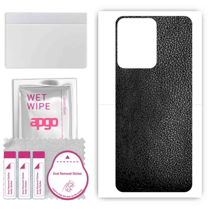 Задно винилово фолио, съвместимо с Vivo Y77E, устойчиво на надраскване, черна кожа