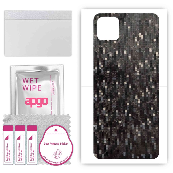 Wiko T3 Съвместим, устойчив на надраскване Pixel Carbon Black Back Vinyl Film