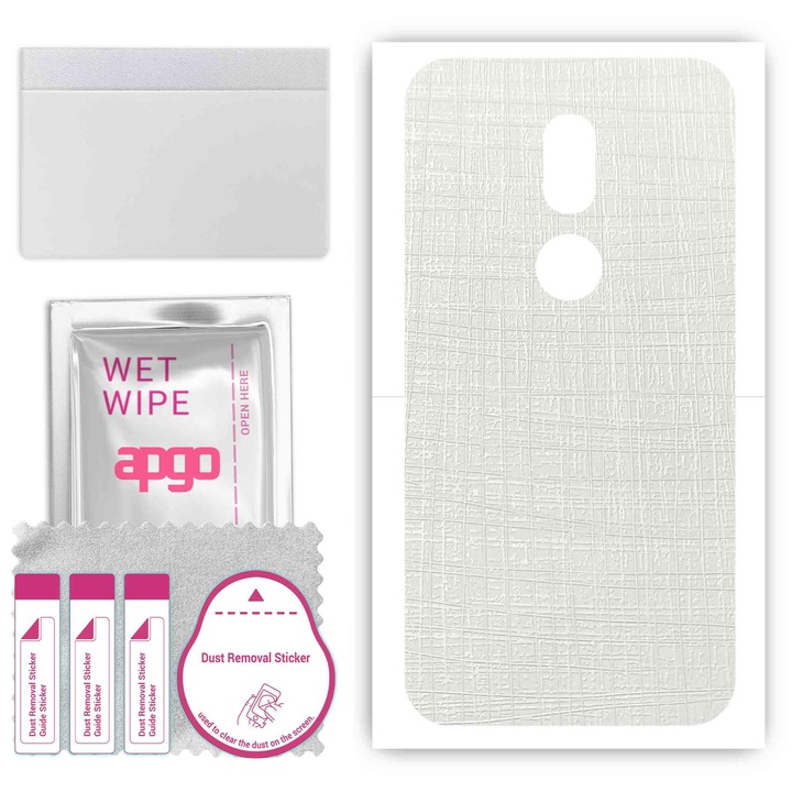 Задно винилово фолио, съвместимо с Wiko WIM Lite, устойчиво на надраскване, бяла тъкан