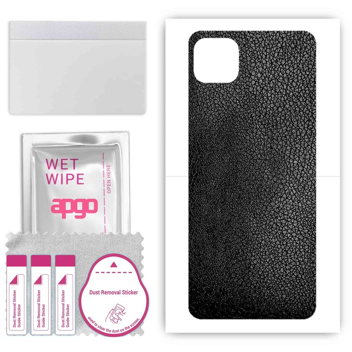 Съвместим с Samsung Galaxy A22 5G Винилово фолио против надраскване, черна кожа