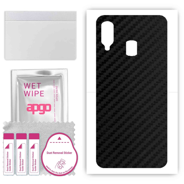 Folie de vinil pentru spate compatibil cu Samsung Galaxy A40, rezistent la zgarieturi, Negru de carbon