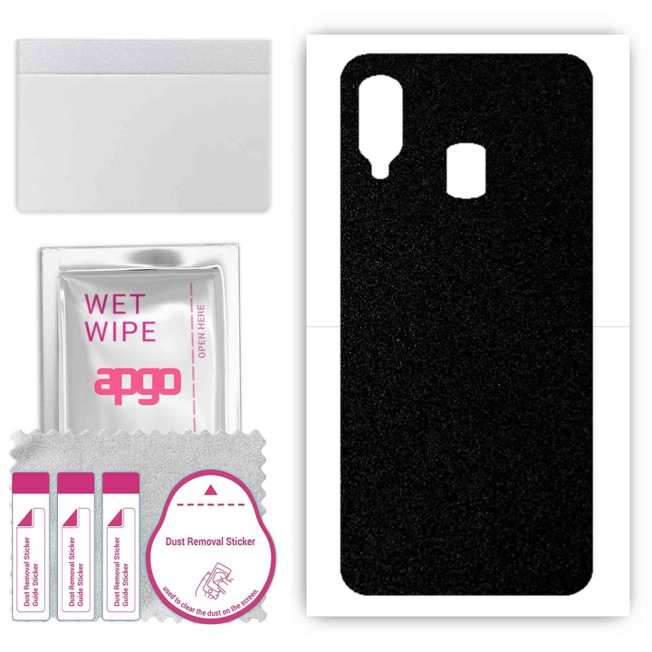Folie de vinil pentru spate compatibil cu Samsung Galaxy A40, rezistent la zgarieturi, Negru mat