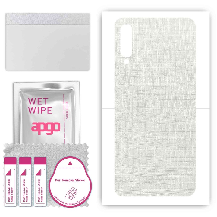 Folie de vinil pentru spate compatibil cu Samsung Galaxy A50, rezistent la zgarieturi, Fabric alb