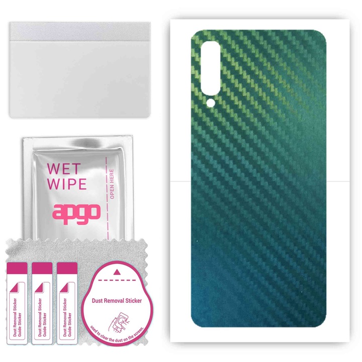 Folie de vinil pentru spate compatibil cu Samsung Galaxy A50, rezistent la zgarieturi, Carbon Chameleon CAKA1