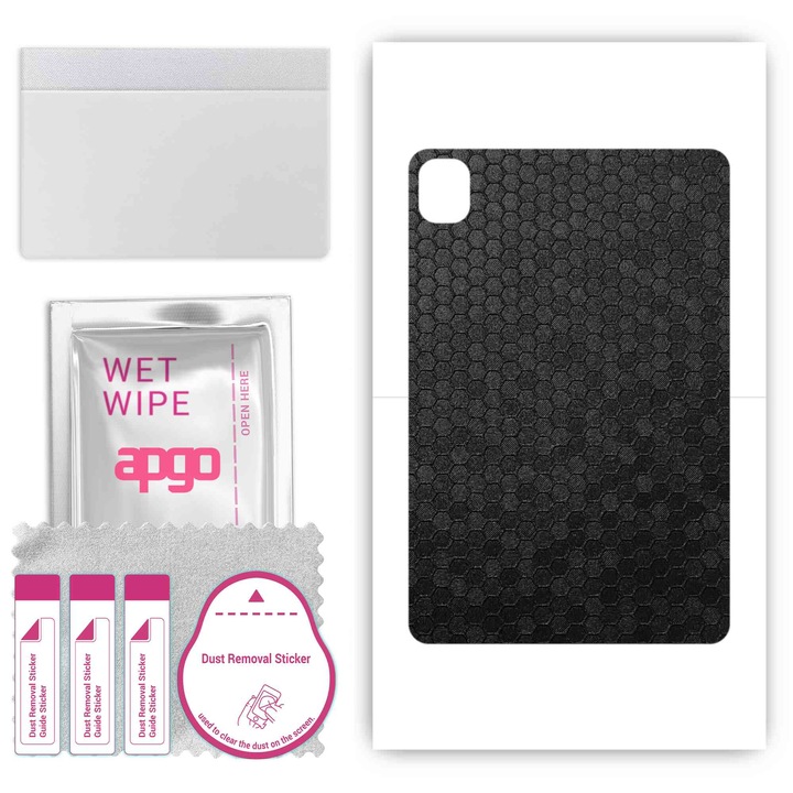 Скин протектор APGO за Xiaomi Pad 5 Pro, текстура пчелна пита, черен, 11"