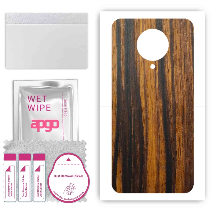 Folie de vinil pentru spate compatibil cu Xiaomi Poco F2 Pro, rezistent la zgarieturi, Tigerwood