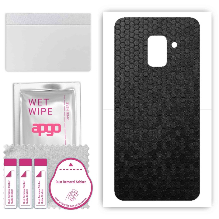 Folie de vinil pentru spate compatibil cu Samsung Galaxy A8 (2018), rezistent la zgarieturi, Fagure de miere negru