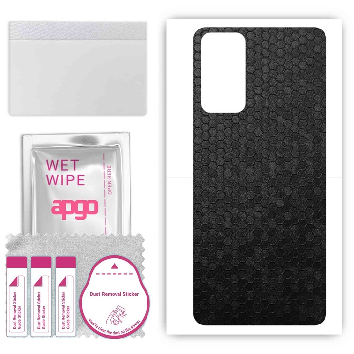 Folie de vinil pentru spate compatibil cu Samsung Galaxy A82, rezistent la zgarieturi, Fagure de miere negru