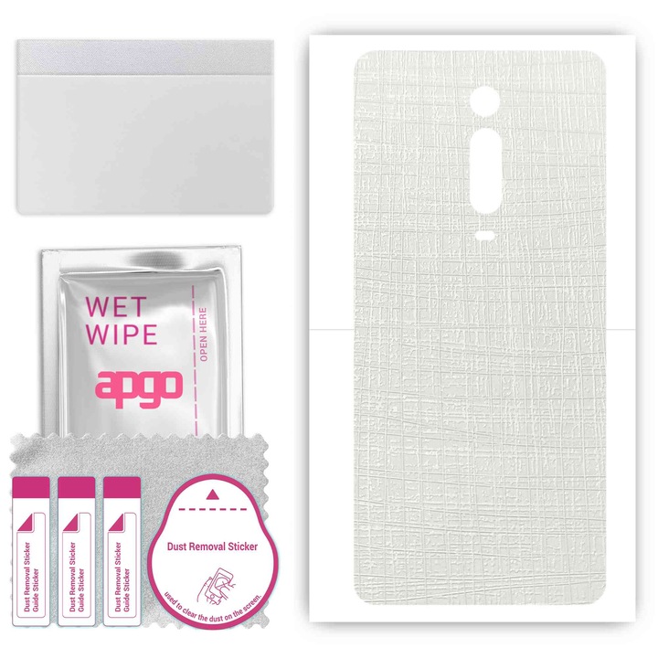 Фолио за гръб APGO, За Xiaomi Redmi K20 Pro Premium, Устойчиво на надраскване, Винил, White Fabric