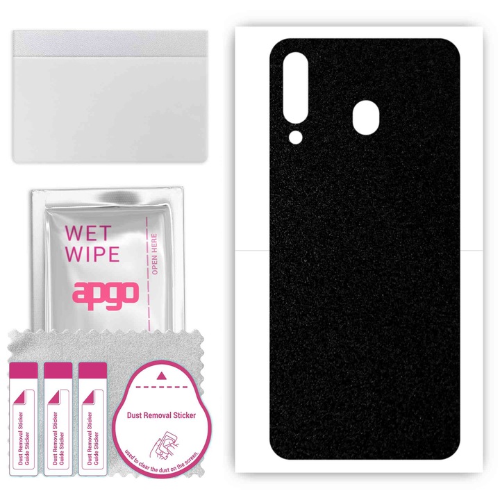 Folie de vinil pentru spate compatibil cu Samsung Galaxy M30 A40s, rezistent la zgarieturi, Negru mat