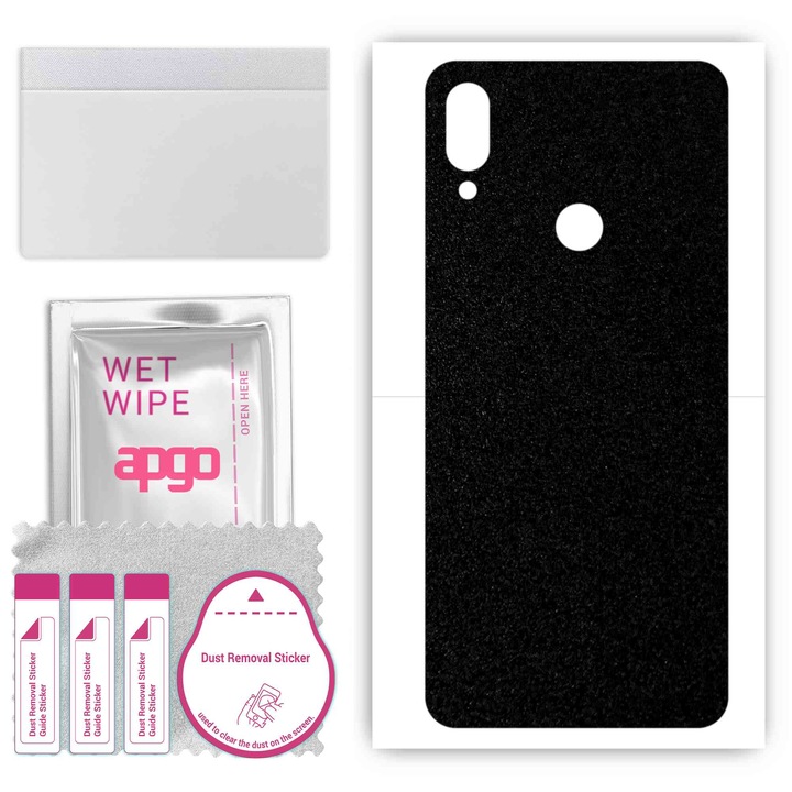 Folie de vinil pentru spate compatibil cu Xiaomi Redmi Note 7S, rezistent la zgarieturi, Negru mat