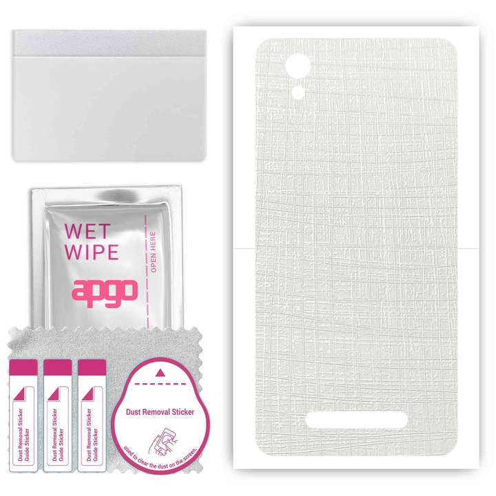 Задно винилово фолио, съвместимо с ZTE Blade A5 (2019), устойчиво на надраскване, бяла материя