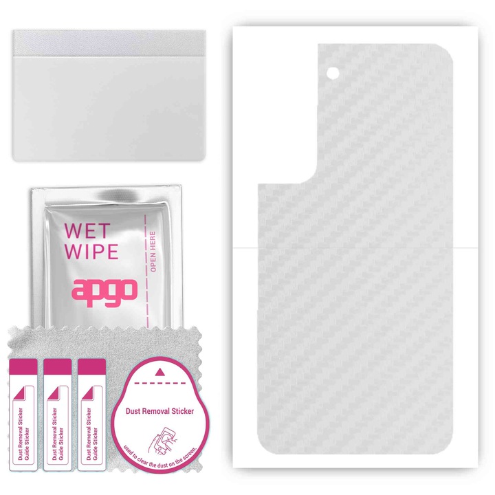 Folie de vinil pentru spate compatibil cu Samsung Galaxy S22, rezistent la zgarieturi, Carbon transparent