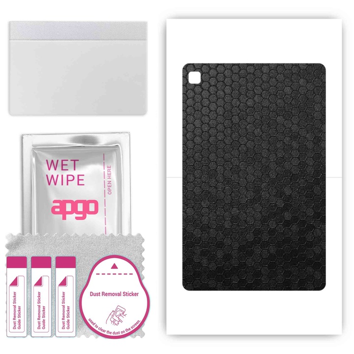 Защитен скин APGO за Samsung Galaxy Tab S6 Lite, текстура пчелна пита, черен, комплект