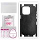Folie de vinil pentru spate + parti compatibile cu Apple iPhone 15 Pro Max, rezistent la zgarieturi, Piele neagra