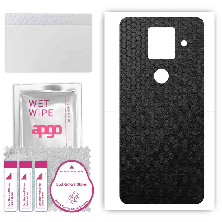 Задно винилово фолио, съвместимо с Sharp Aquos Sense4 Plus, устойчиво на надраскване Honeycomb Black