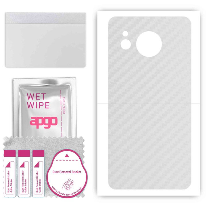 Винилово фолио за гърба, съвместимо с Sharp Aquos Sense7 Plus, устойчиво на надраскване, Transparent Carbon