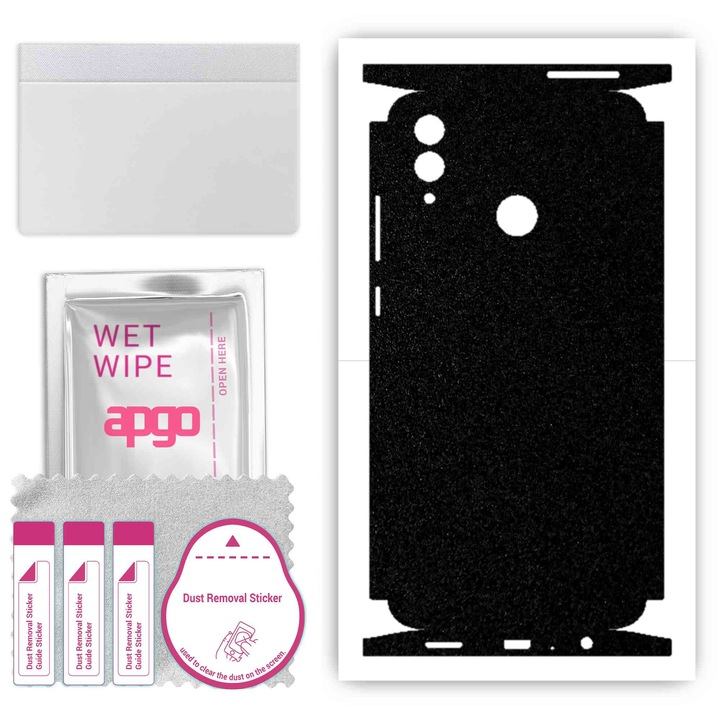 Folie de vinil pentru spate + parti compatibile cu Honor 10 Lite, rezistent la zgarieturi, Negru mat