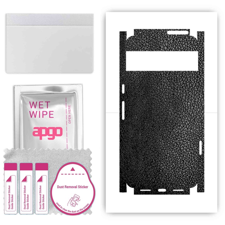 Folie de vinil pentru spate + parti compatibile cu Google Pixel 8 Pro, rezistent la zgarieturi, Piele neagra