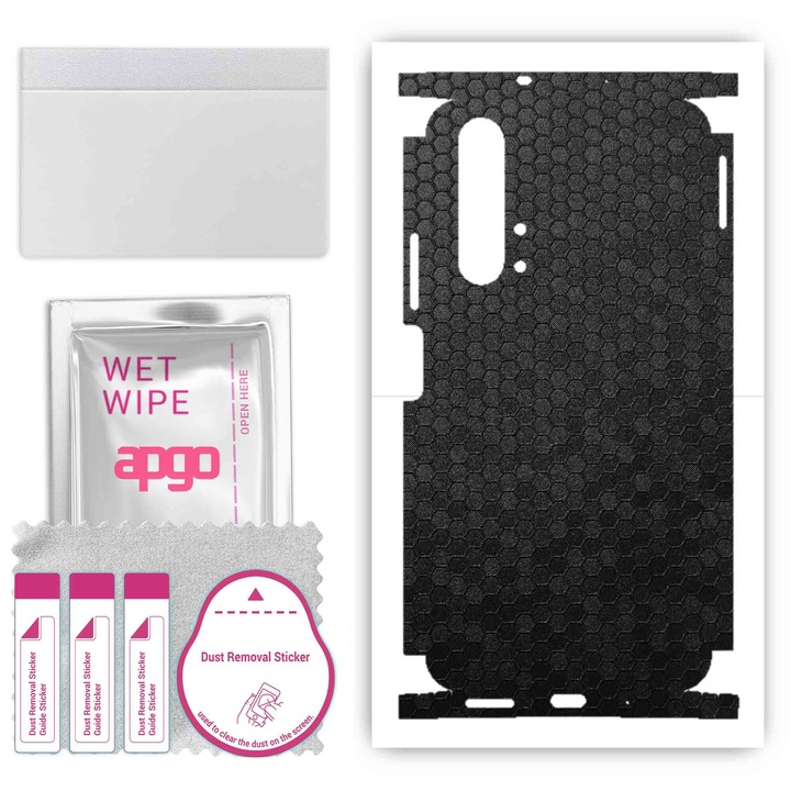 Honor 20 Pro съвместим гръб + части винилов филм, устойчив на надраскване, черен тип пчелна пита