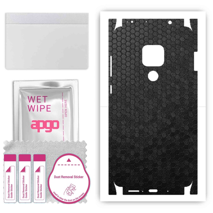 Huawei Mate 20 съвместим гръб + части винилов филм, устойчив на надраскване, черна пчелна пита