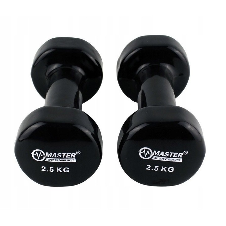 Set 4 gantere fitness, Master, Fier/Neopren, 2x2.5 kg, Negru