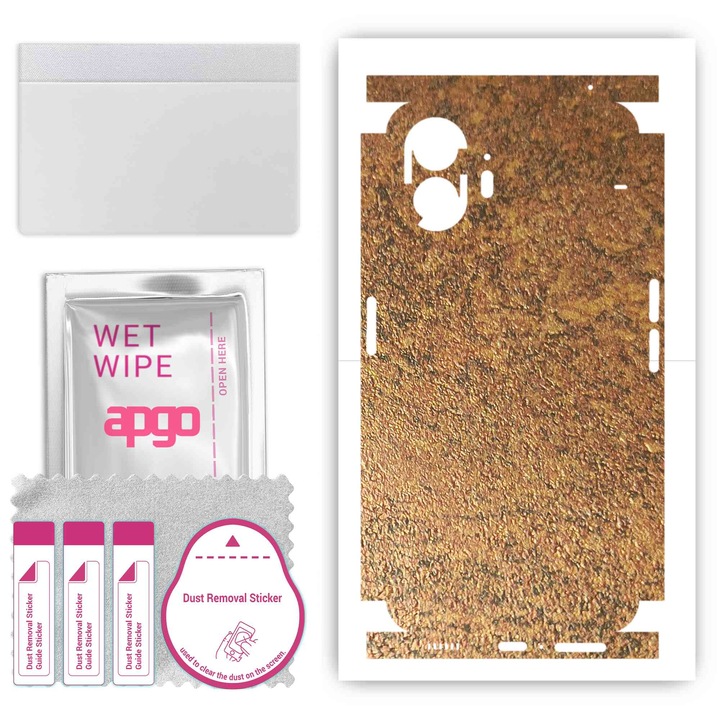 Folie de vinil pentru spate + parti compatibile cu Nothing Phone 2, rezistent la zgarieturi, Cupru ruginit