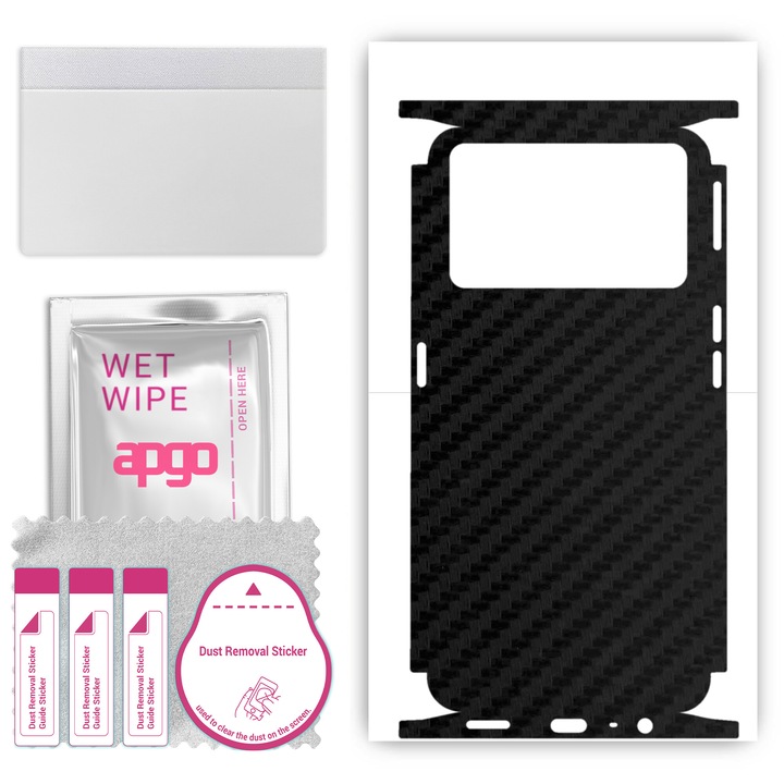 Folie de vinil pentru spate + parti compatibile cu Oppo K9 Pro 5G, rezistent la zgarieturi, Negru de carbon