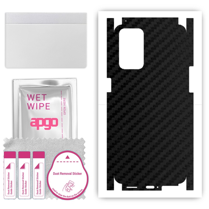 Oppo Reno 6 5G Съвместим гръб + части Винилов филм Устойчив на надраскване въглеродно черен