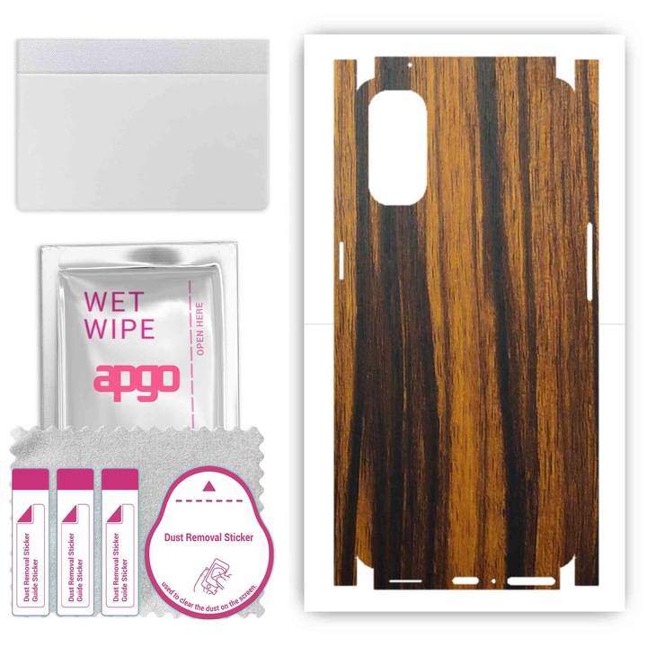 Oppo Reno4 съвместим гръб + части винилов филм, устойчив на надраскване, Tigerwood