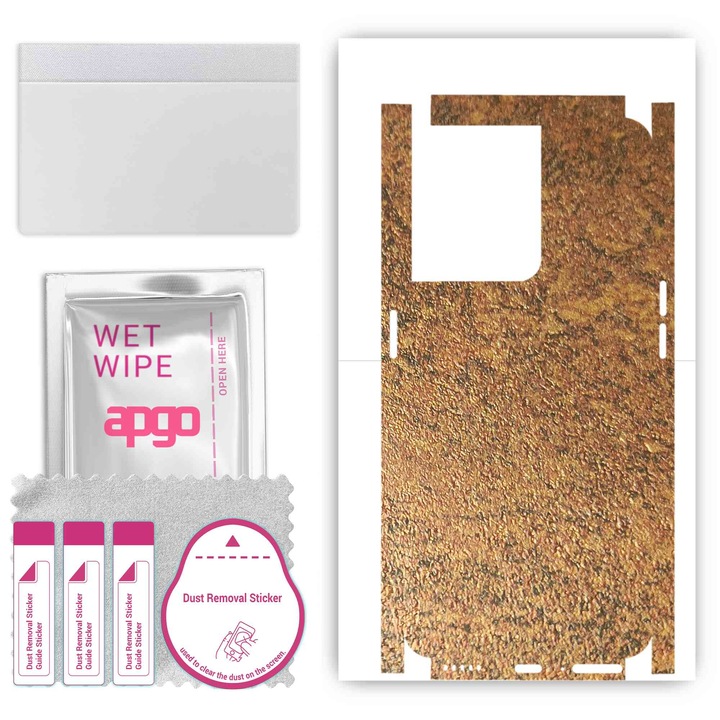 Oppo Reno8 съвместим гръб + части винилов филм, устойчив на надраскване, ръждясала мед