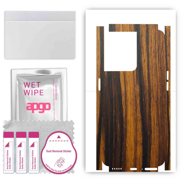 Oppo Reno8 съвместим гръб + части винилов филм, устойчив на надраскване, Tigerwood