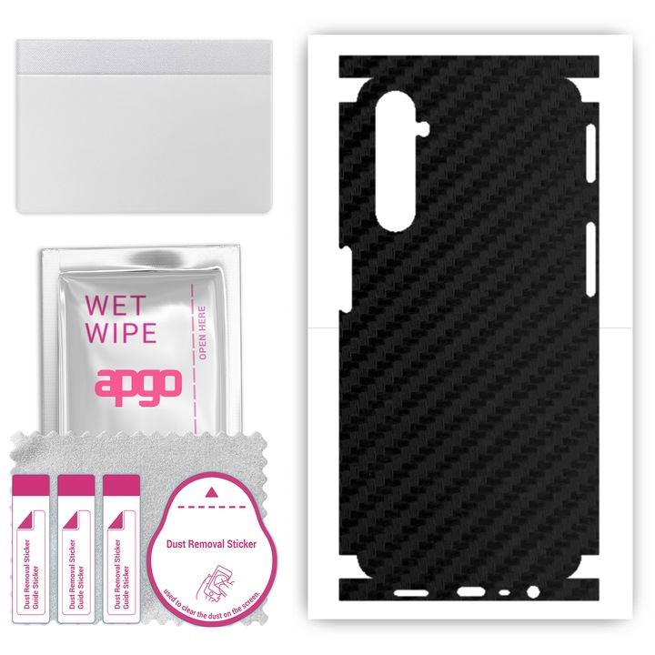 Folie de vinil pentru spate + parti compatibile cu Realme 6, rezistent la zgarieturi, Negru de carbon